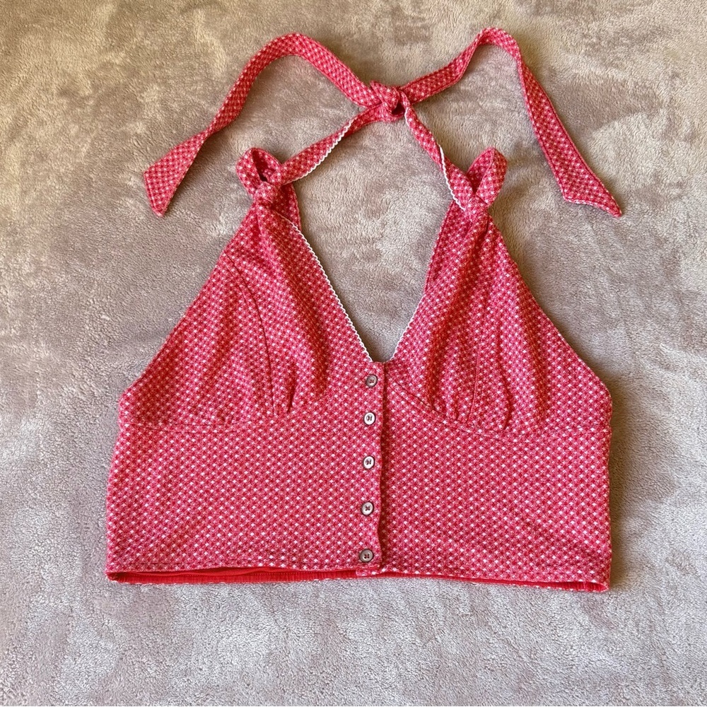 Free People Vibrant Red Knit Top
